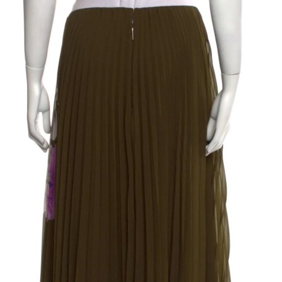Jason Wu Green Floral Print Pleated Maxi Length Skirt L - Picture 6 of 10
